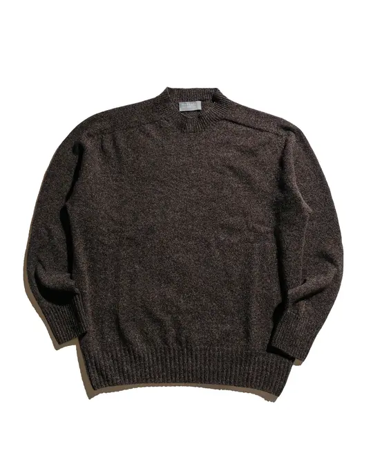 Margaret Howell Seamless Crew Neck Yak Wool Cashmere Blend Coffee Twist