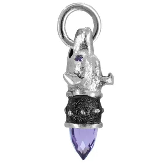 Figge - Watchful Hound Pendant with Rosecut Amethyst and Sapphires