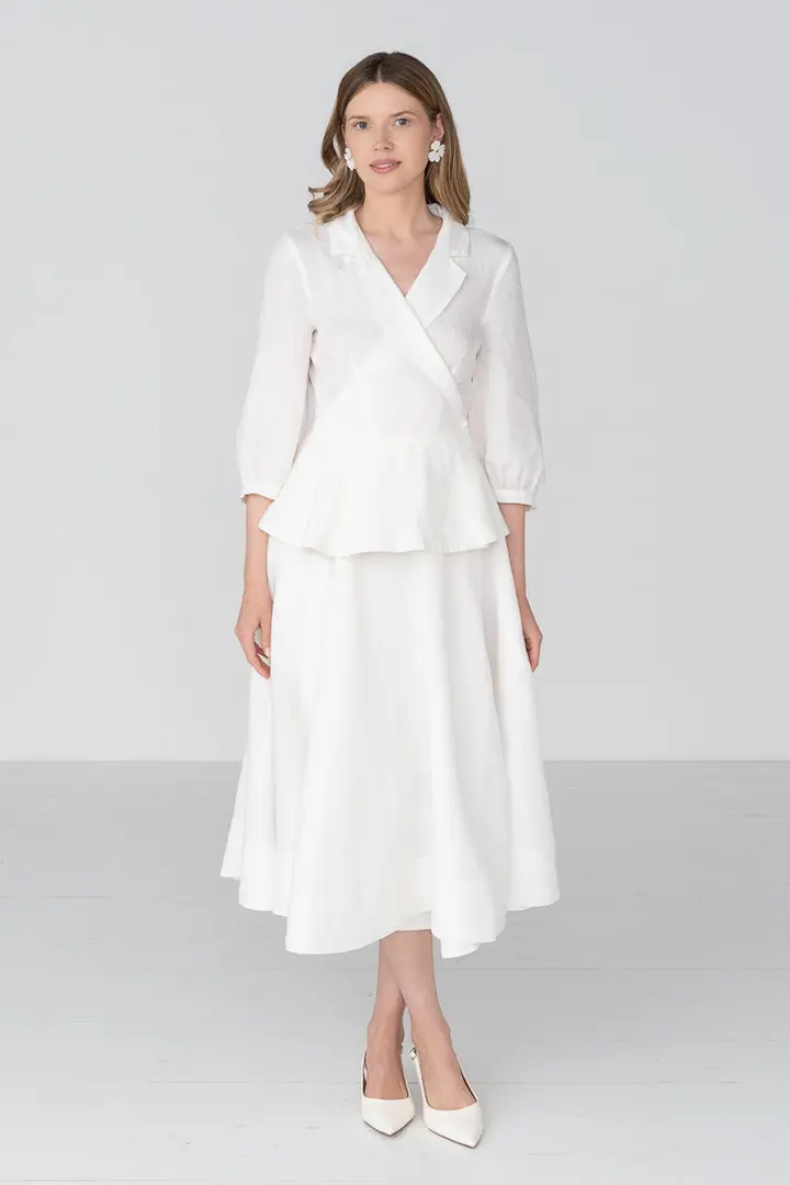 Gaia – Linen Wrap Shirt with Notch Collar