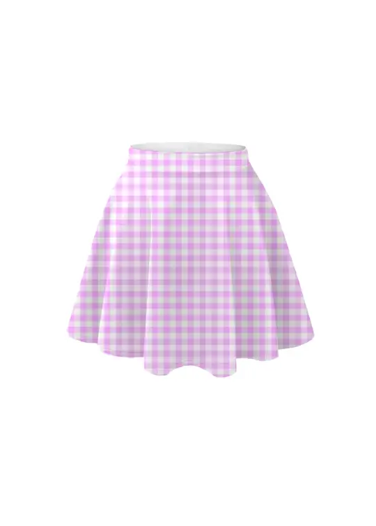 S gingham print skater skirt in lavender