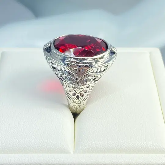 Ruby Ring, Size 6.5, Large Oval Ring, Victorian Jewelry Design #D2 - Ready to Ship