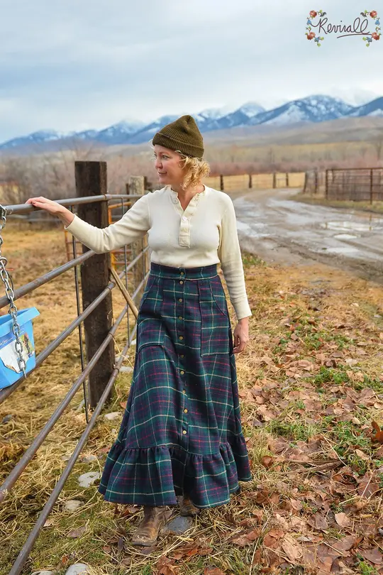 Wool Prairie Skirt in Tartan-Small