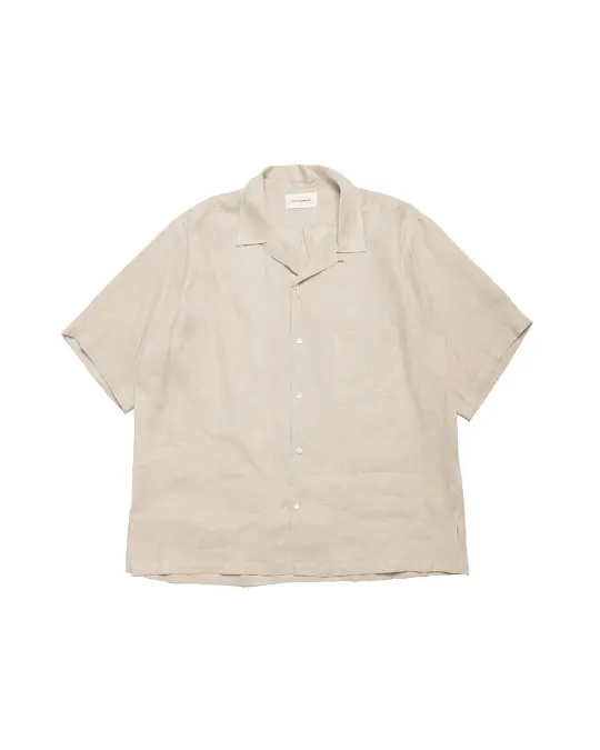MARKAWARE New Open Collar S/S Shirt Hemp Shirting Taupe
