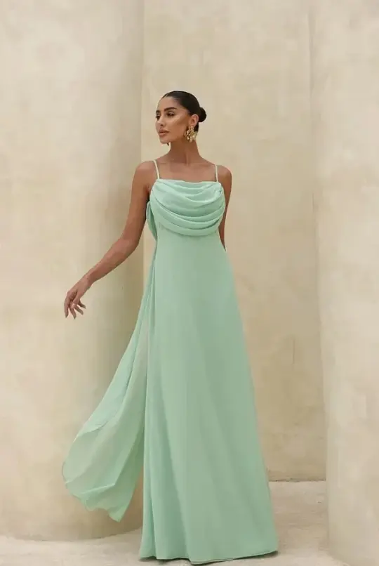 Flowy Sleeveless Chiffon Prom Gown ,Stunning Green Maxi Summer Dress RS2057