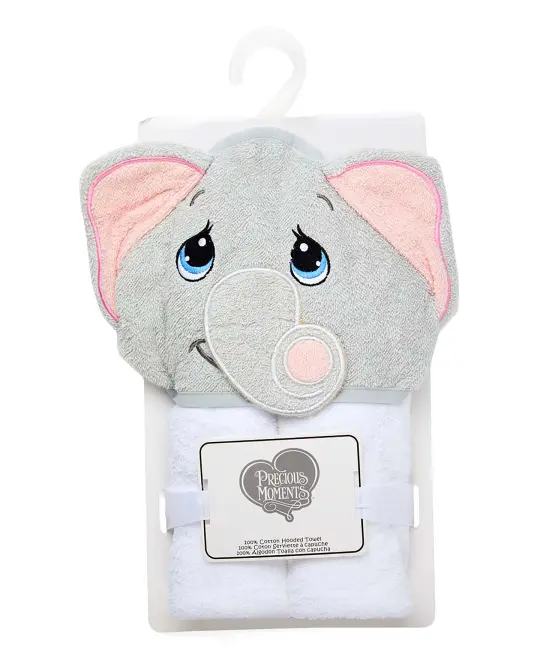 Precious Moments Baby Boy and Baby Girls Precious Moments Hooded Bath Towel, Elephant