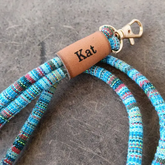 Personalized Boho Surfer Cord & Leather Lanyard | Handmade Key Wristlet Strap