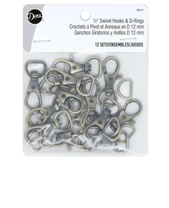 Swivel Hooks & D Rings 1/2in Antique Brass