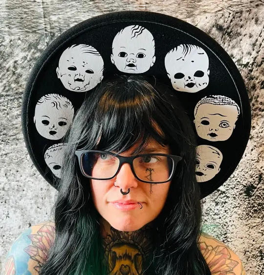 Baby Doll Heads Vegan Felt XL Wide Brim Hat