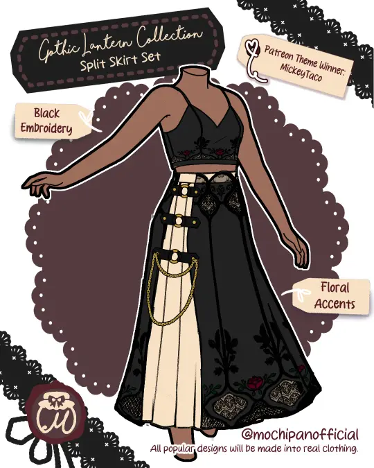 (Interest Check) Gothic Lantern Crop Top & Split Skirt