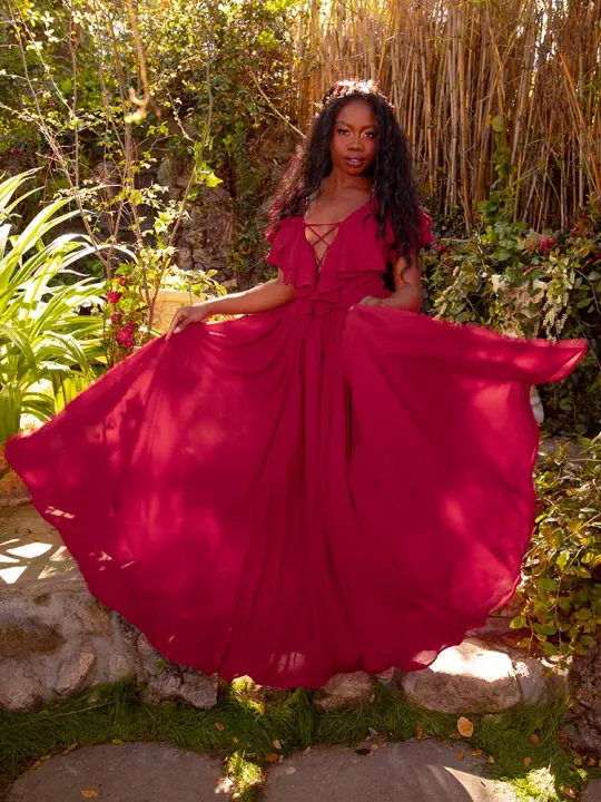 Mythical Goddess Gown in Crimson