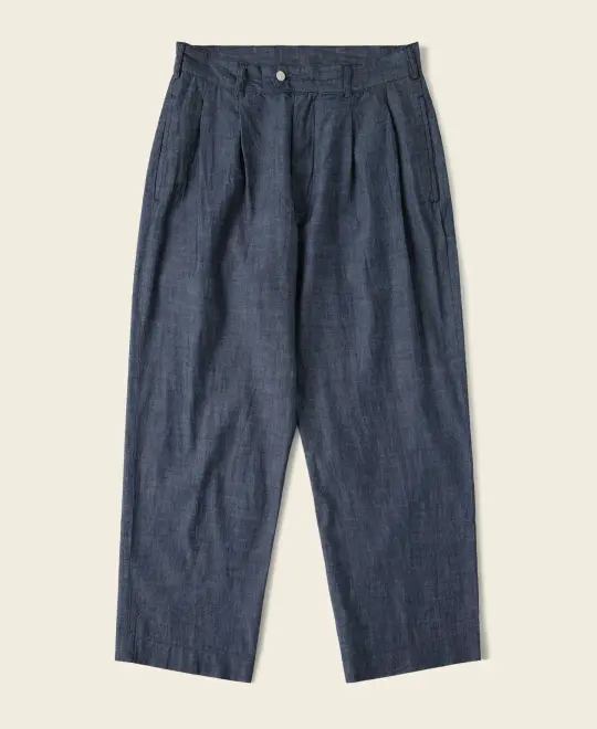 1930s Double-Pleated Chambray Pants