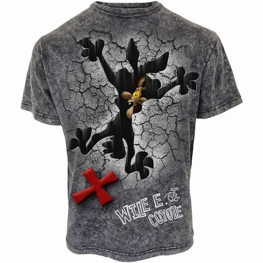 Coyote Missed The Spot Acid Wash Tee - Viral Y2K Cartoon Aesthetic | Warner Bros Merch