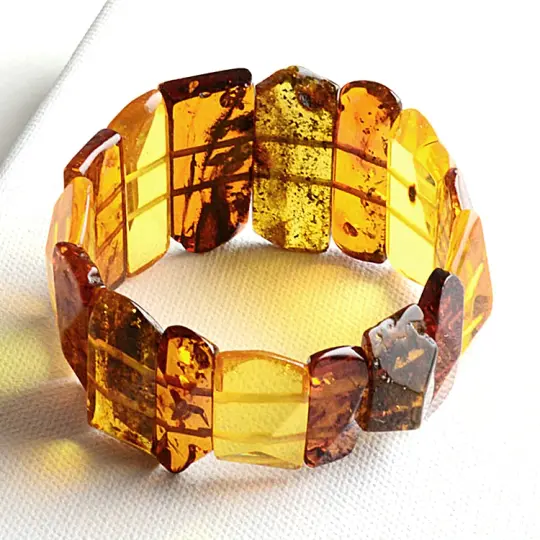 Multi-Colored Faceted Amber Beads Bracelet