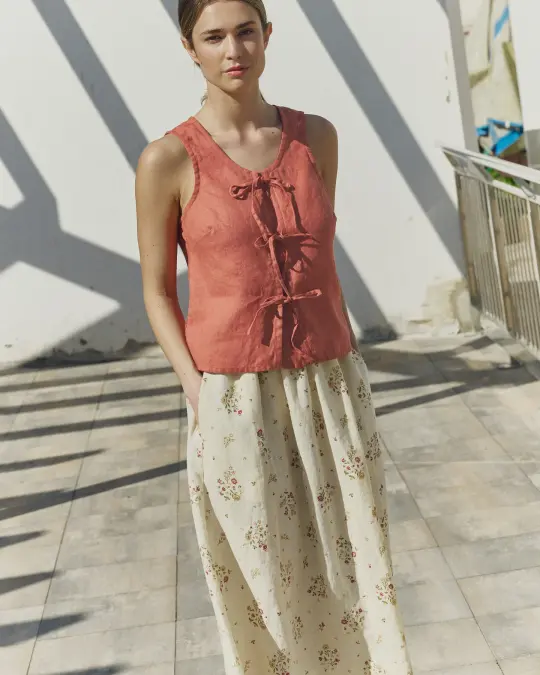 MIJAS bow tie linen blouse