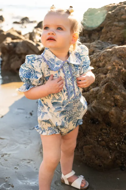 Baby Sophia Romper in Blue Floral