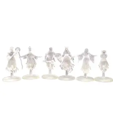 Unpainted 28mm 3D-printed ghost court set of six, king, queen, bishop, monk, knight and bound maiden, tabletop RPG miniature for D&D, Pathfinder & wargaming