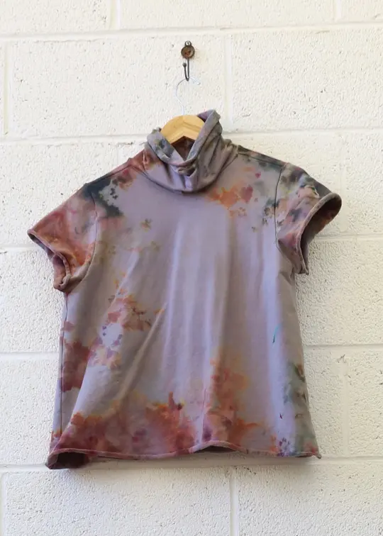 OOAK - Turtleneck Ojai Cropped Shirt / L / STRETCH FLEECE Hemp/Organic Cotton / Ice Dye (126)