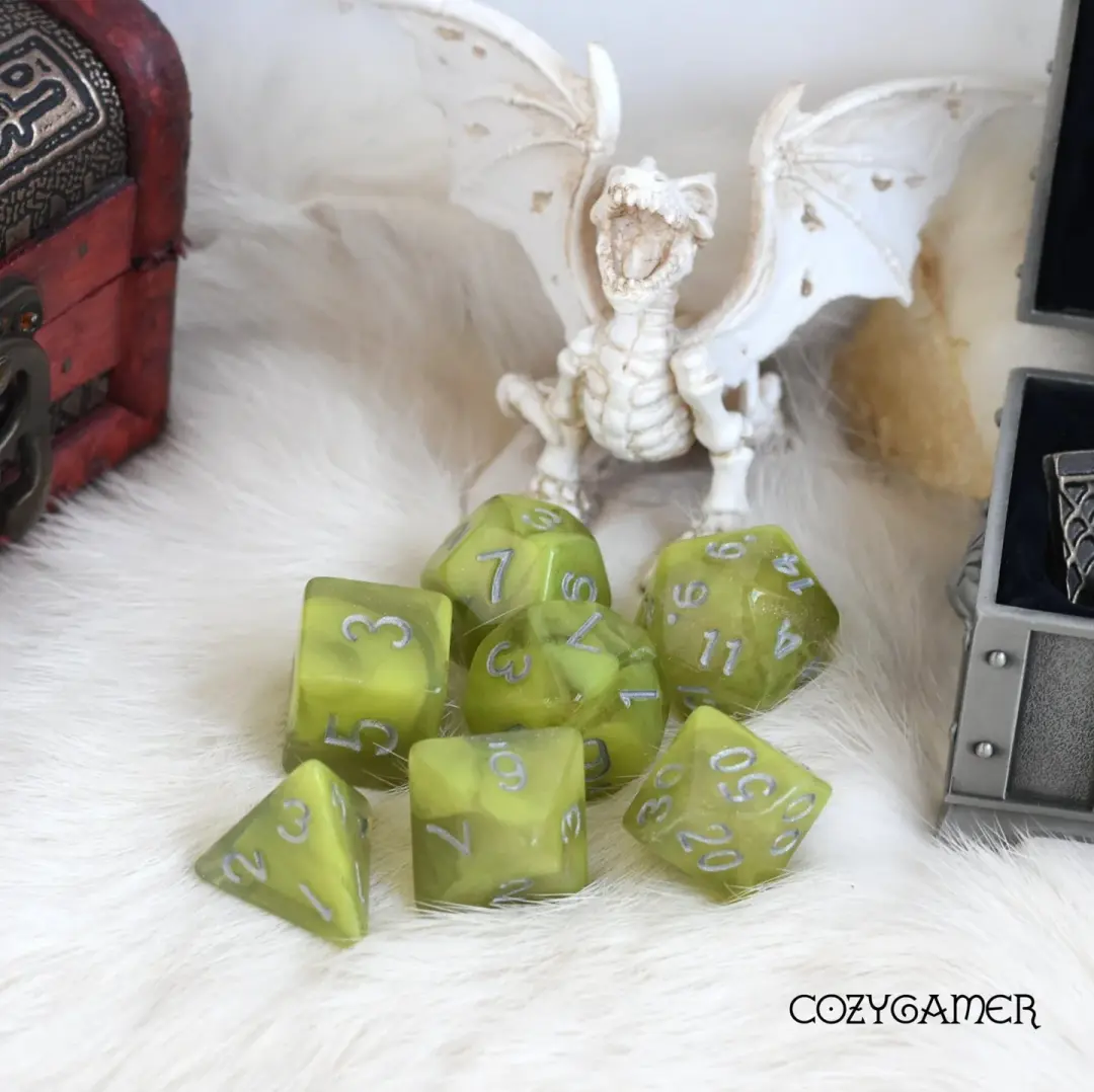 Cave Slime Dice Set. Glitter TTRPG Dice
