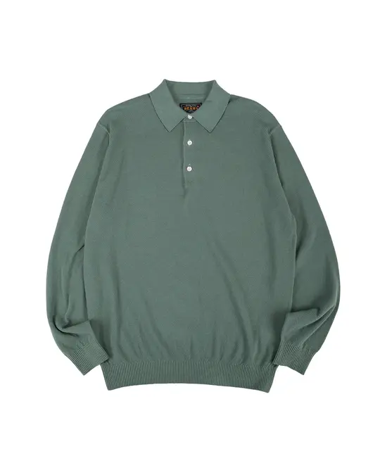 Beams Plus Pique Polo 14G L/S Olive