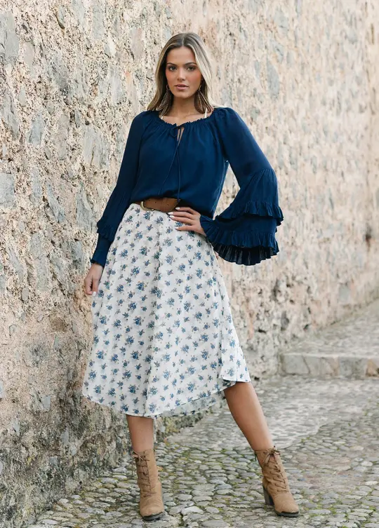Devina Top in Navy