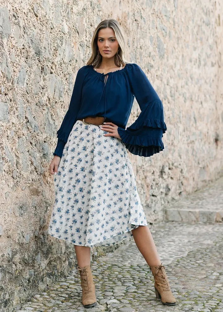Devina Top in Navy