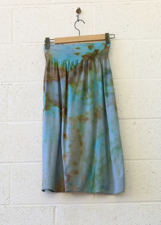 OOAK - Pencil Below Knee Skirt / S / Light Hemp / Ice Dye (26)