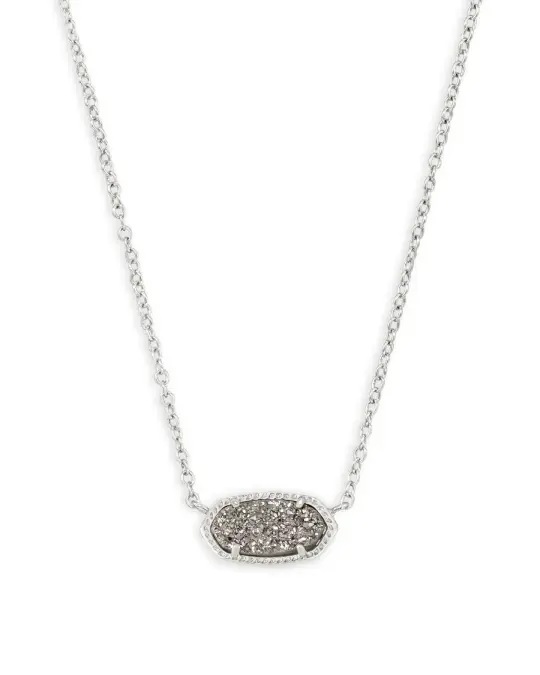 Elisa Silver Pendant Necklace In Platinum Drusy