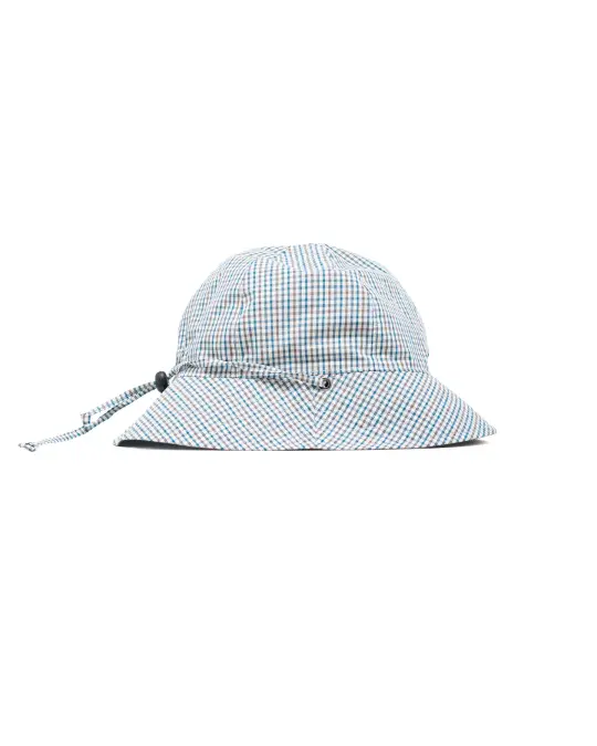 Found Feather Military Sun Hat (Reversible) White Check