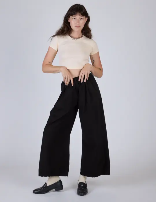 Pleated Pull-On Pants - Basic Black