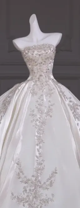 White tube top diamond embroidery waist slim fit puffy skirt long dress bridal dress R5761