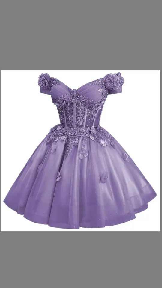Princess Style Purple A-Line Sweetheart Applique Bodycon Mini Birthday Dress Homecoming Dress RS218