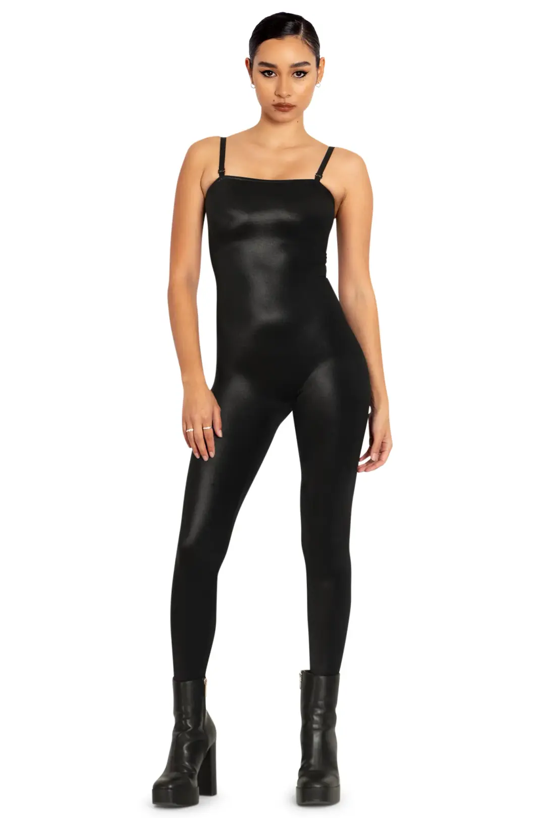 Wet Look Strappy Catsuit