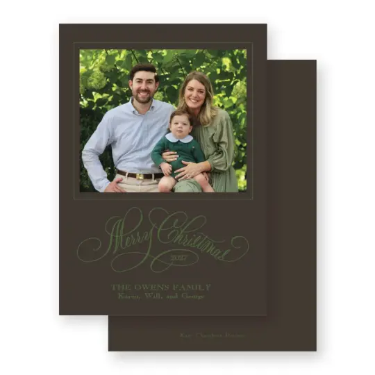 Green on Chocolate "Merry Christmas" Holiday Card