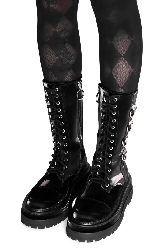 Trent Black Liquid Velvet Boots