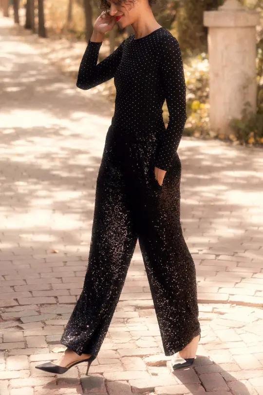Gloria Pants in Black Sequin