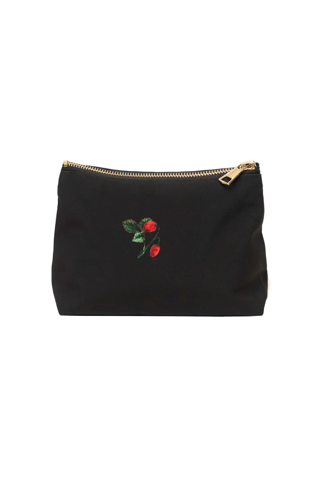 Black and Red Makeup Bag with Strawberry Print | Wild Strawberry