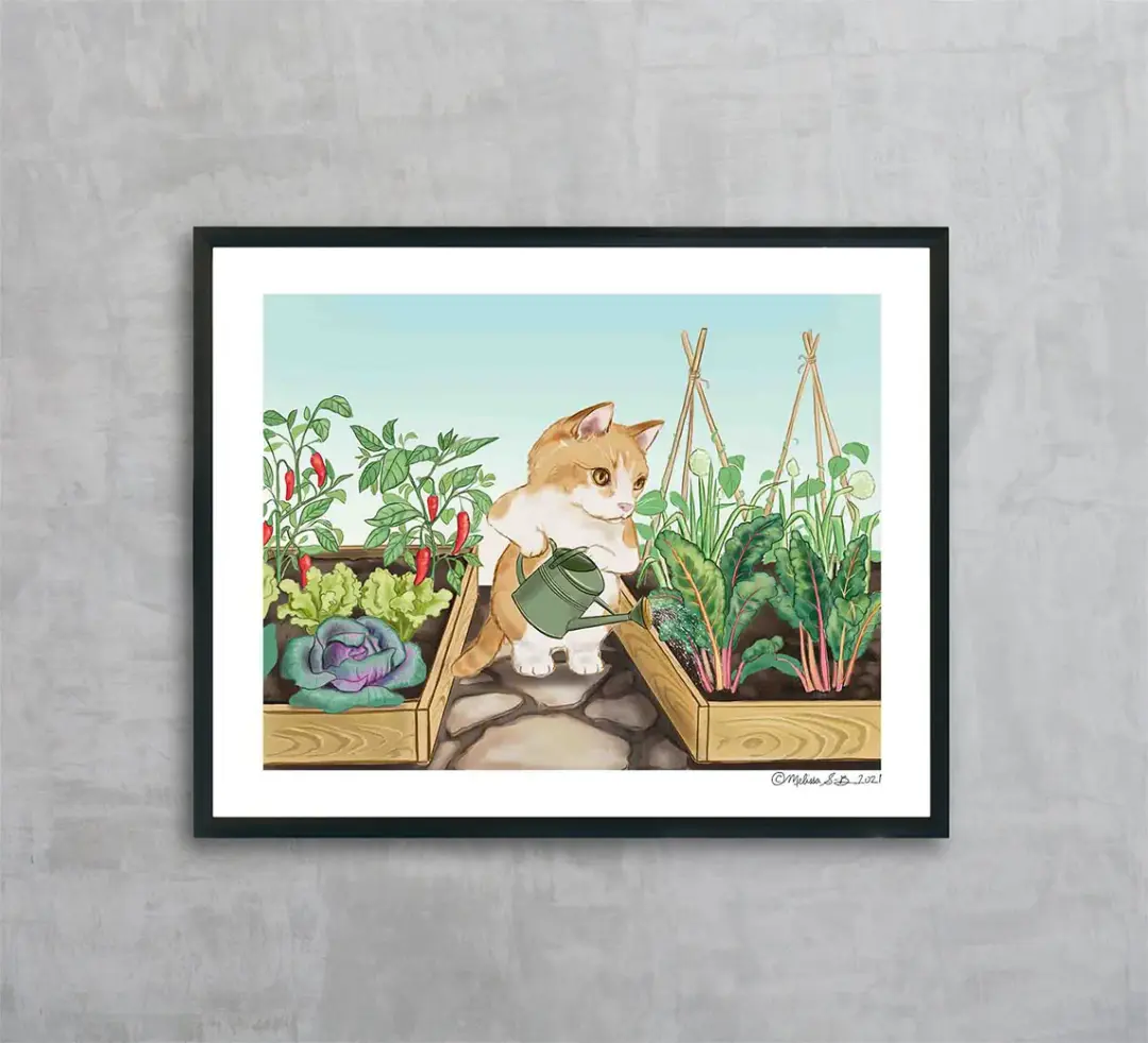 Mr.Kitty's Vegetable Garden Fine Art Print