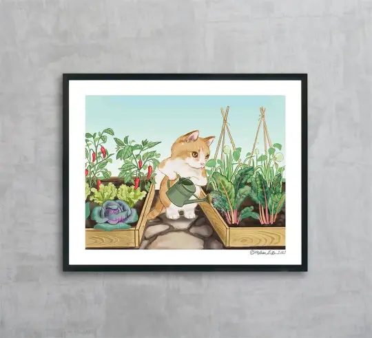 Mr.Kitty's Vegetable Garden Fine Art Print