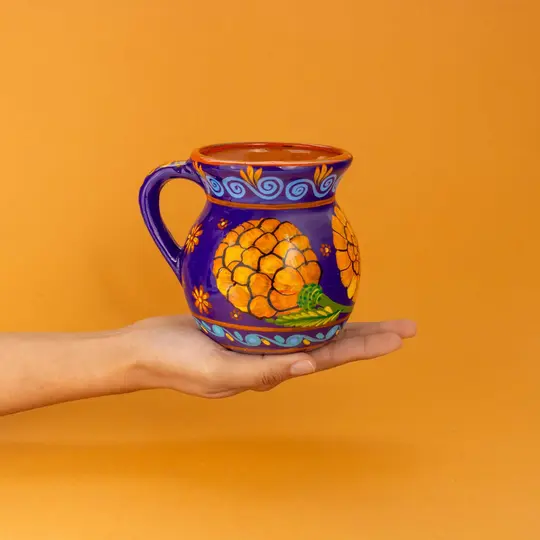 Hand-Painted Xalitla Cempasuchil Lolo Limited Edition Clay Mug