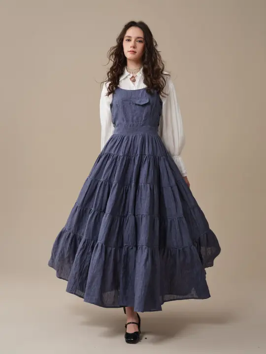 Heather 12 | Linen Apron Maxi Dress