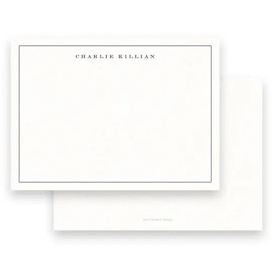 Men's Black Simple Thin Border Stationery
