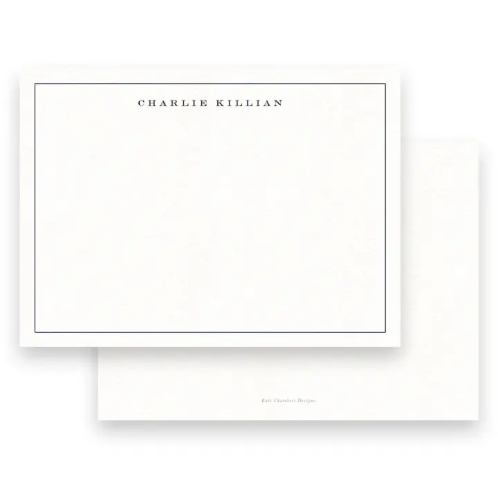 Men's Black Simple Thin Border Stationery