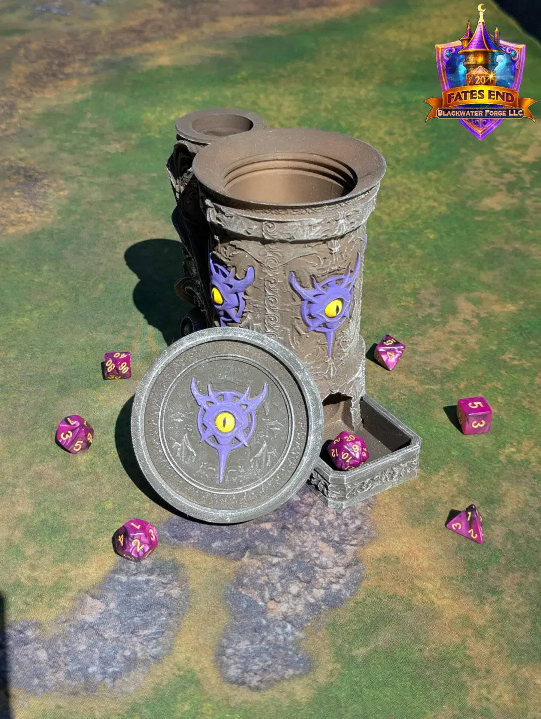Warlock 3D Printed RPG Dice Tower & Can Holder Combo: Fate's End Collection
