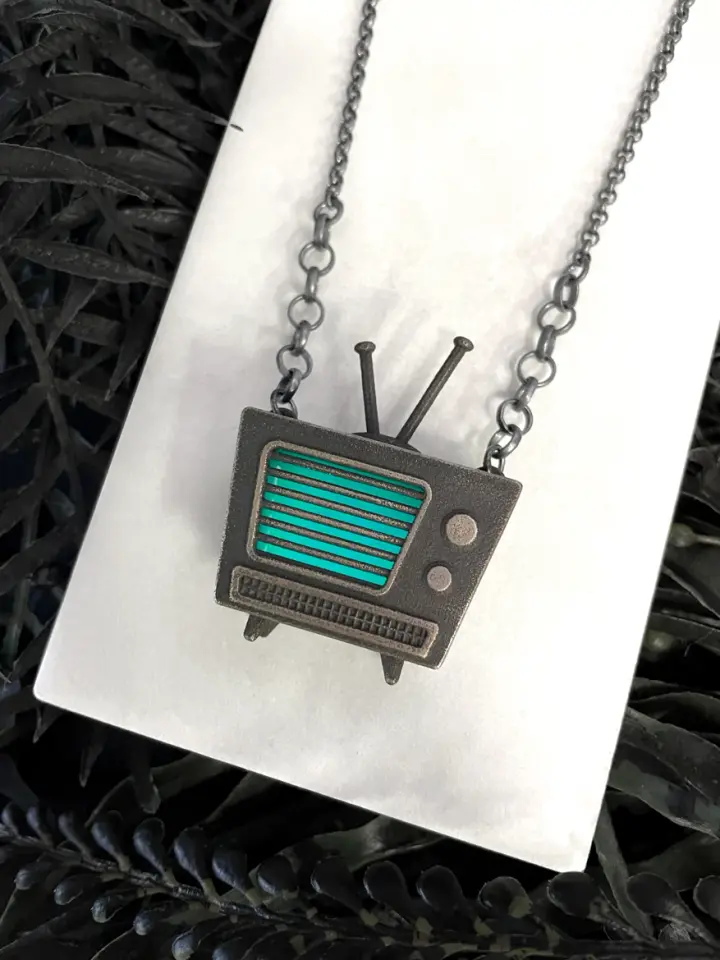 Glow in the Dark Vintage Television Necklace