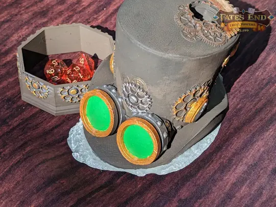 Steampunk Clock Hat 3D Printed Dice Tower - Fate's End Collection - Tabletop RPG Cosplay - Embrace the Elegance of the Victorian Era