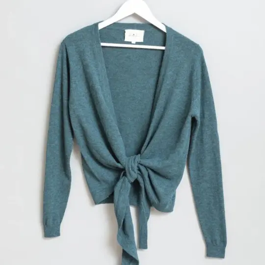 Merino Wrap Cardigan in Dragonfly Green