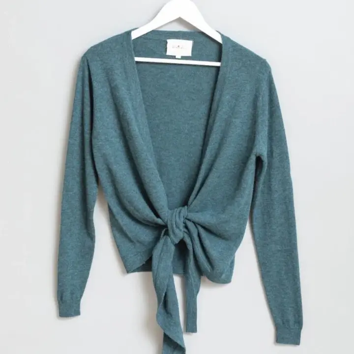 Merino Wrap Cardigan in Dragonfly Green