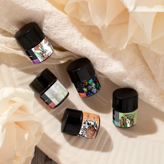 Set of five Floral 1ml sample vials