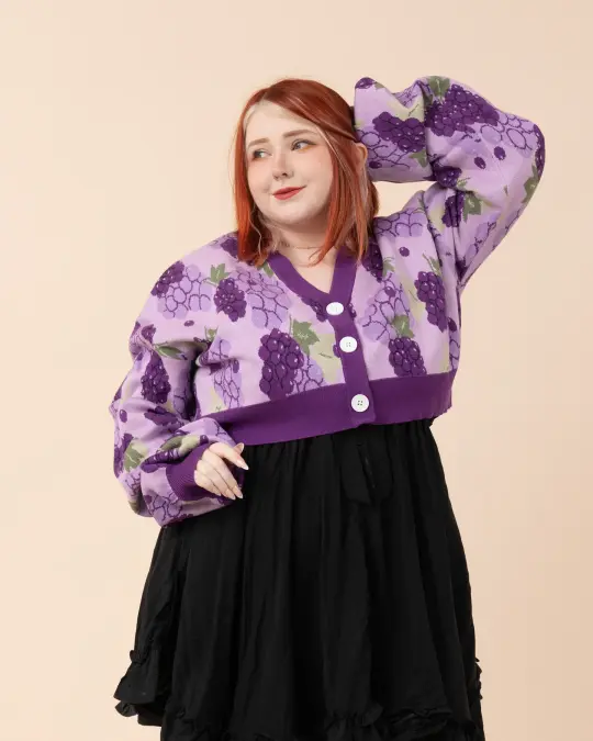 Cropped Grape Cardigan