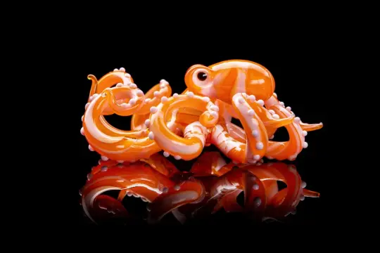 Orange-Pink Blown Glass Octopus glass figurine Octopus Glass Ocean Octopus  Kraken Glass Octopus Figurine